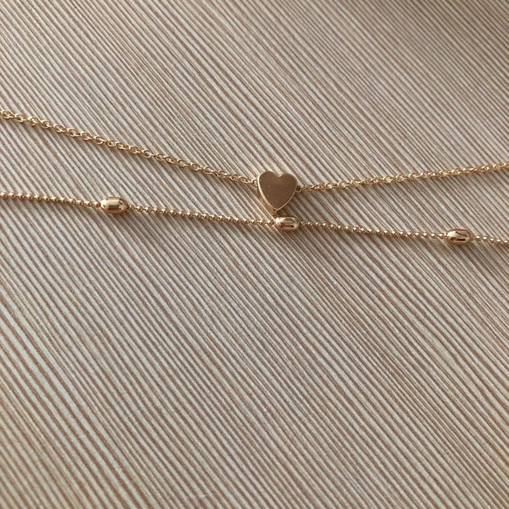 NEW Gold Double Layer Heart Ball Ankle Bracelet - Picture 10 of 16